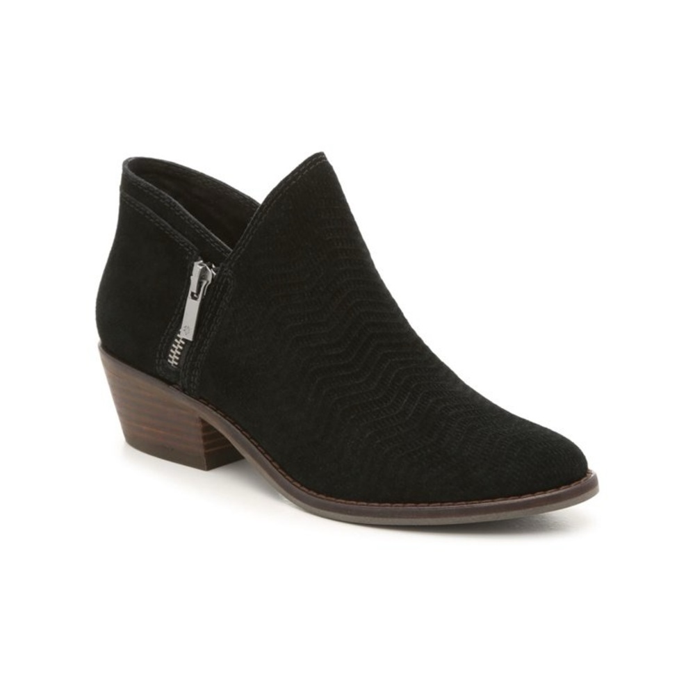 Lucky brand Black zig zag pattern ankle boots suede size 6